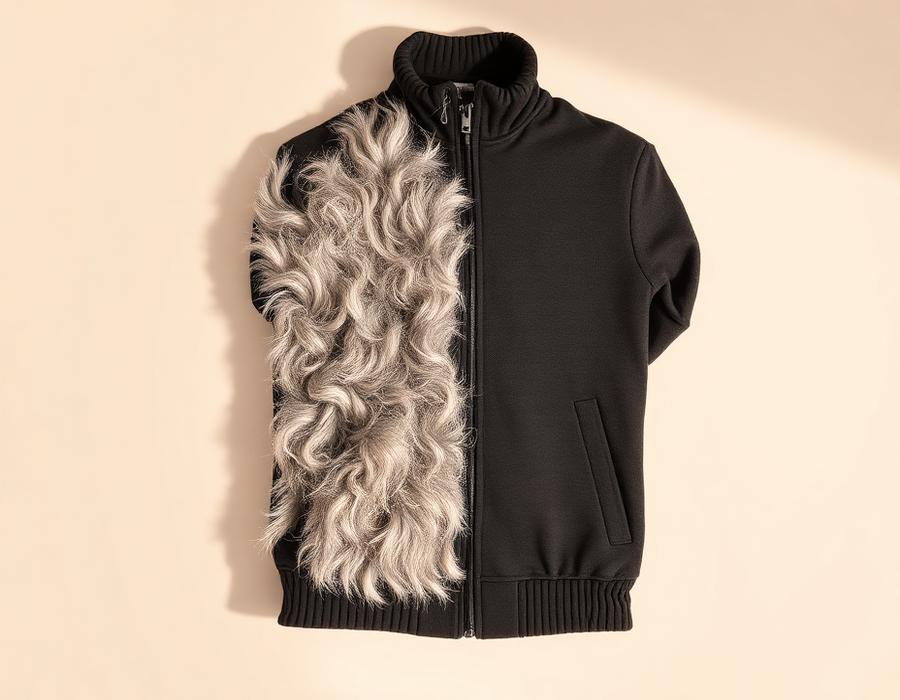 Concept visualization of Dark jacket with and without pet hair